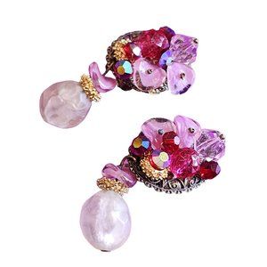 Vintage W. Germany Style Glass Acrylic Earrings (A1612)